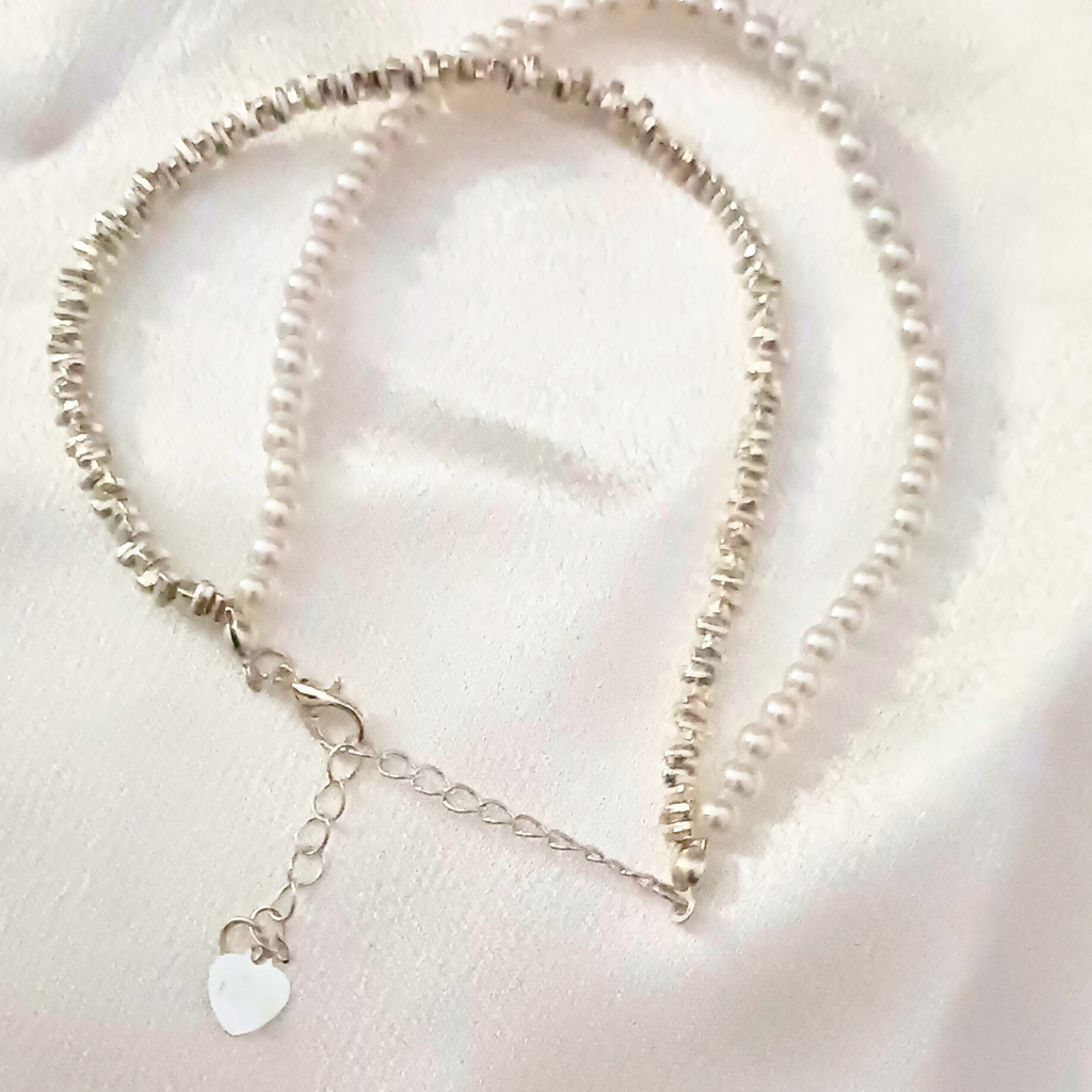 Danity Pearl Sterling Silver Heart Bracelet