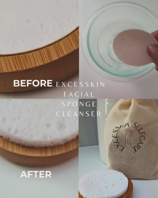 Facial Sponge Cleanser & Round Wooden Tray